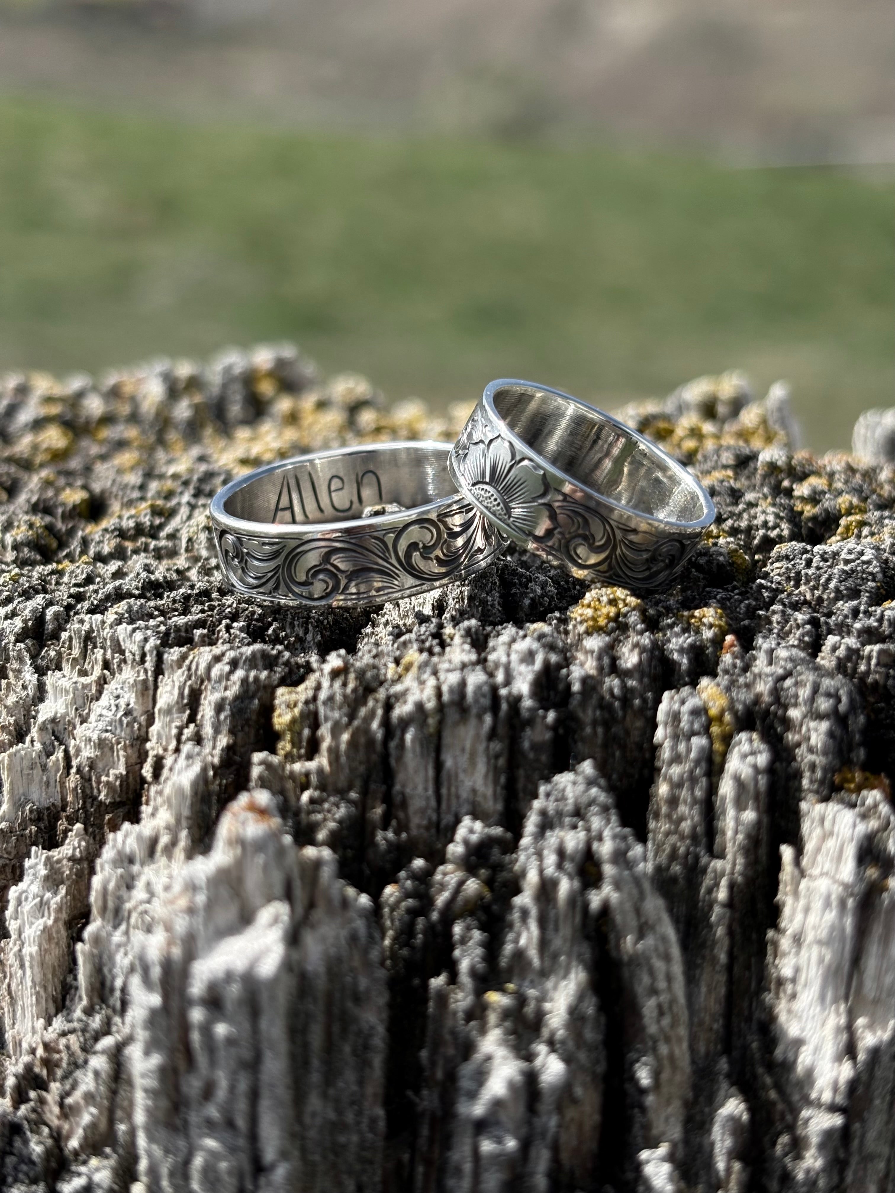 Custom Men’s sterling silver wedding band__ DEPOSIT__