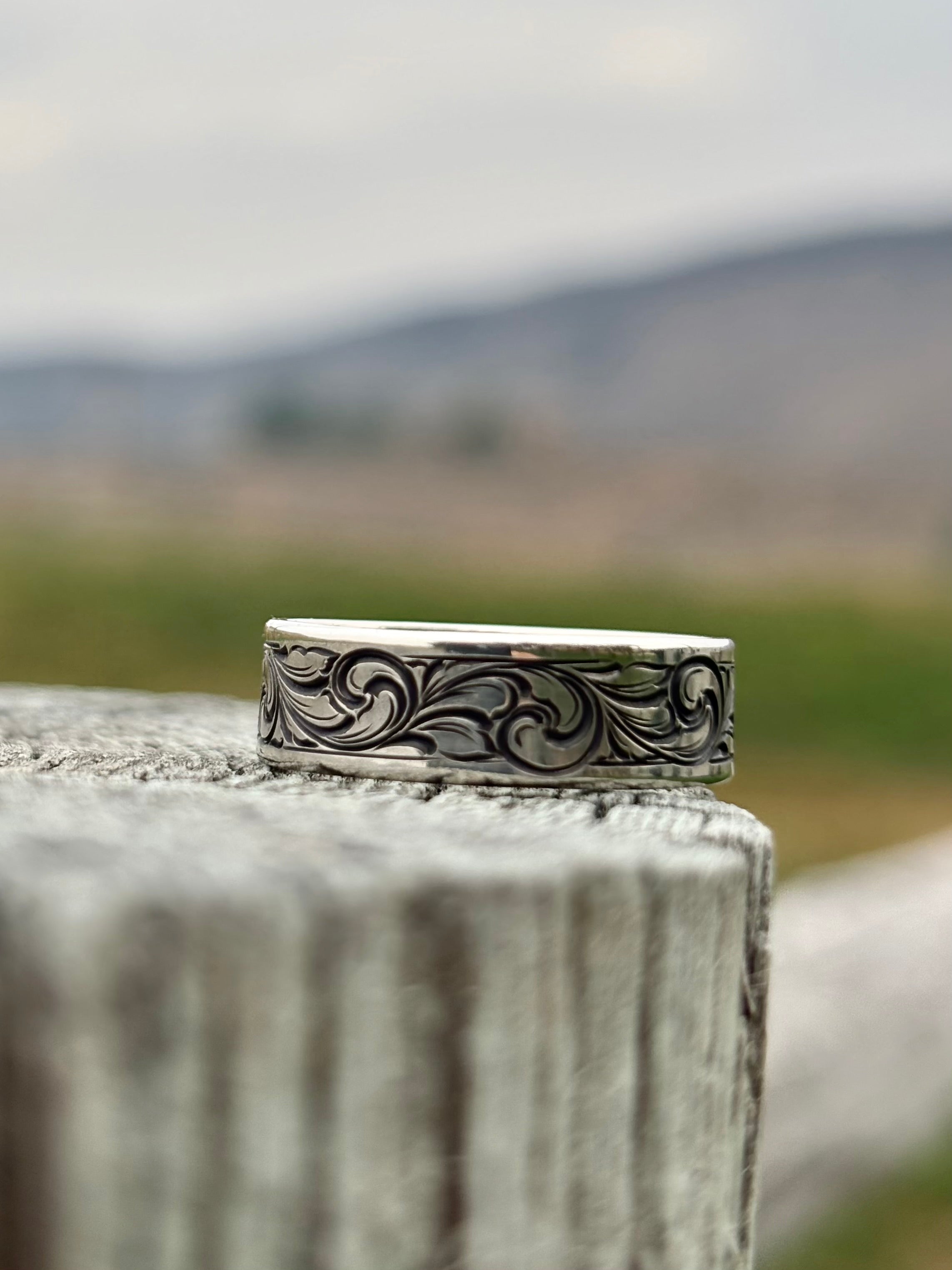 Sterling silver engraved band size 10.5
