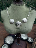 Sterling silver concho necklace