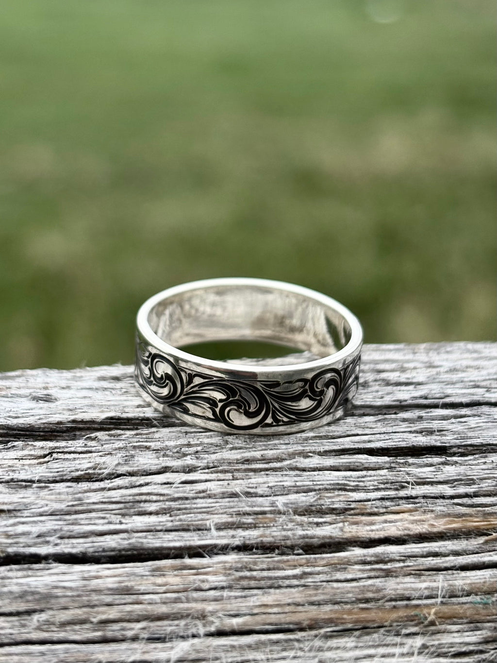 Sterling silver engraved band size 10.5
