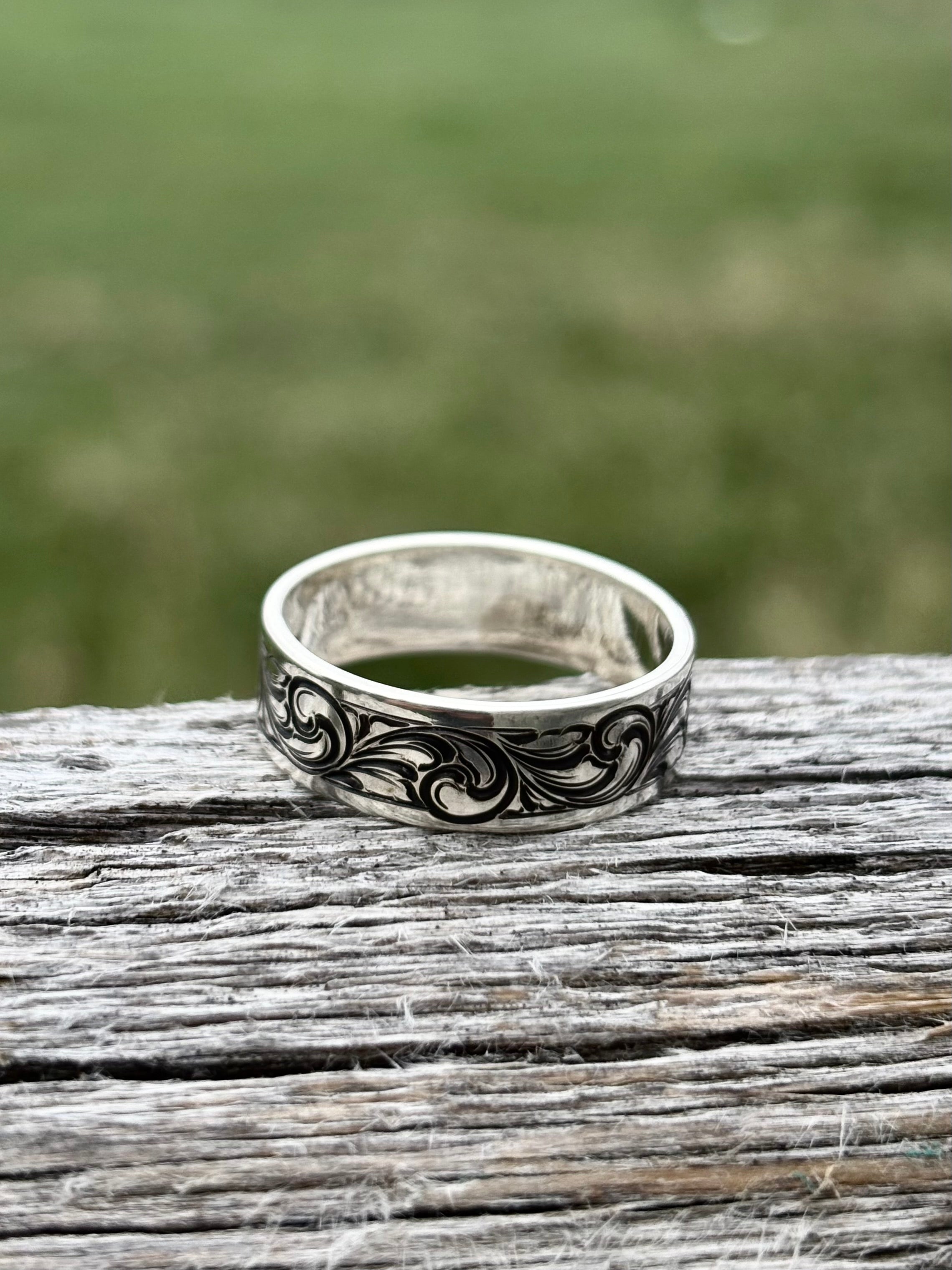 Sterling silver engraved band size 10.5